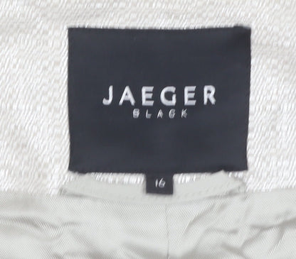 Jaeger Women Beige Linen Blend Cropped Suit Jacket UK16