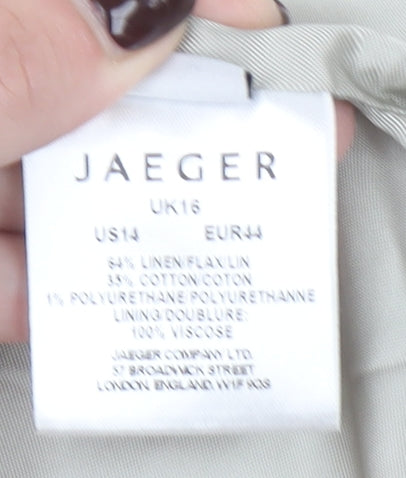 Jaeger Women Beige Linen Blend Cropped Suit Jacket UK16