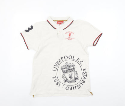 Liverpool FC Boys White Polo Shirt 11-12 Years Football Embroidered Logo