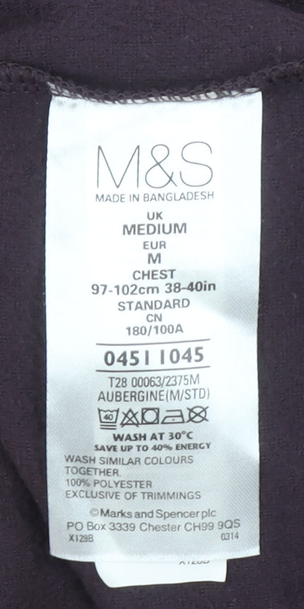 Marks and Spencer Men's Purple Fleece Sweatshirt M Regular Fit Active