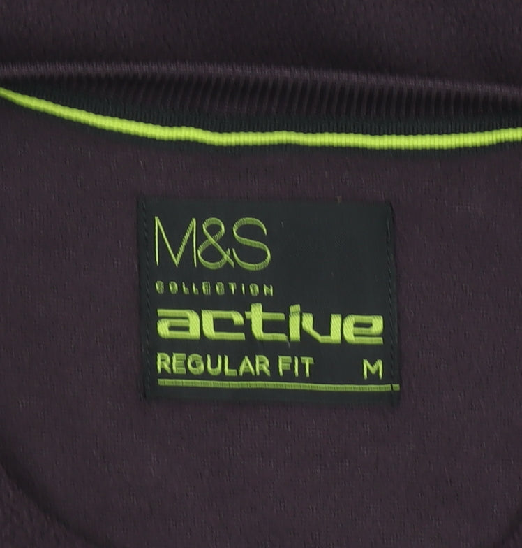 Marks and Spencer Men's Purple Fleece Sweatshirt M Regular Fit Active