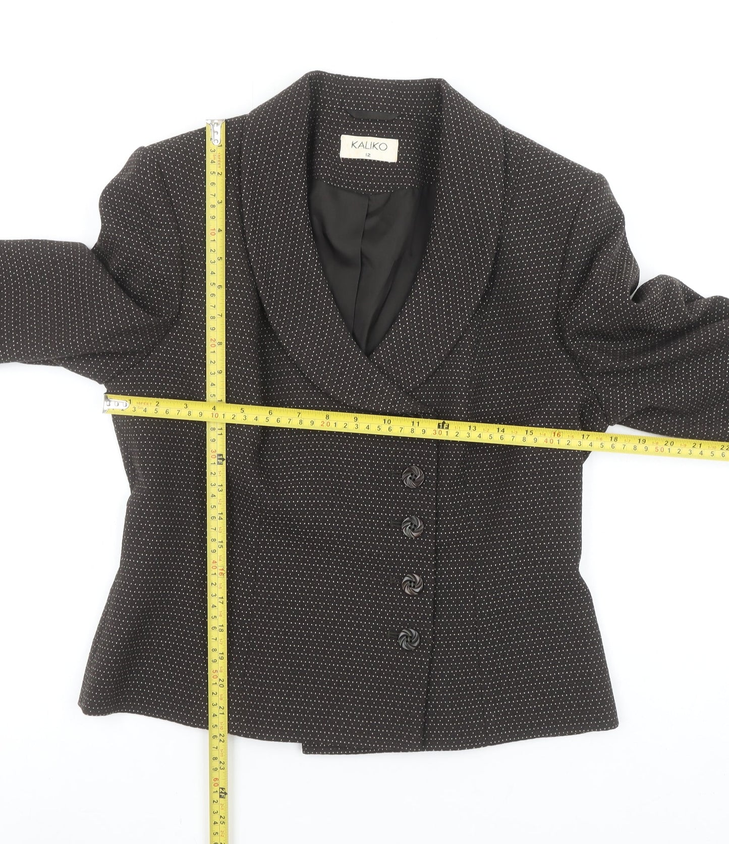 Kaliko Women's Black Size 12 Shawl Collar Wool Blend Tailored Jacket