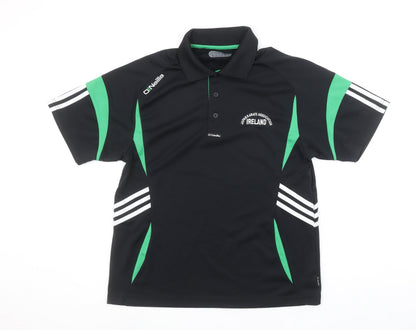 O’Neills Men’s Black Green JKA Ireland Short Sleeve Polo Shirt Size S