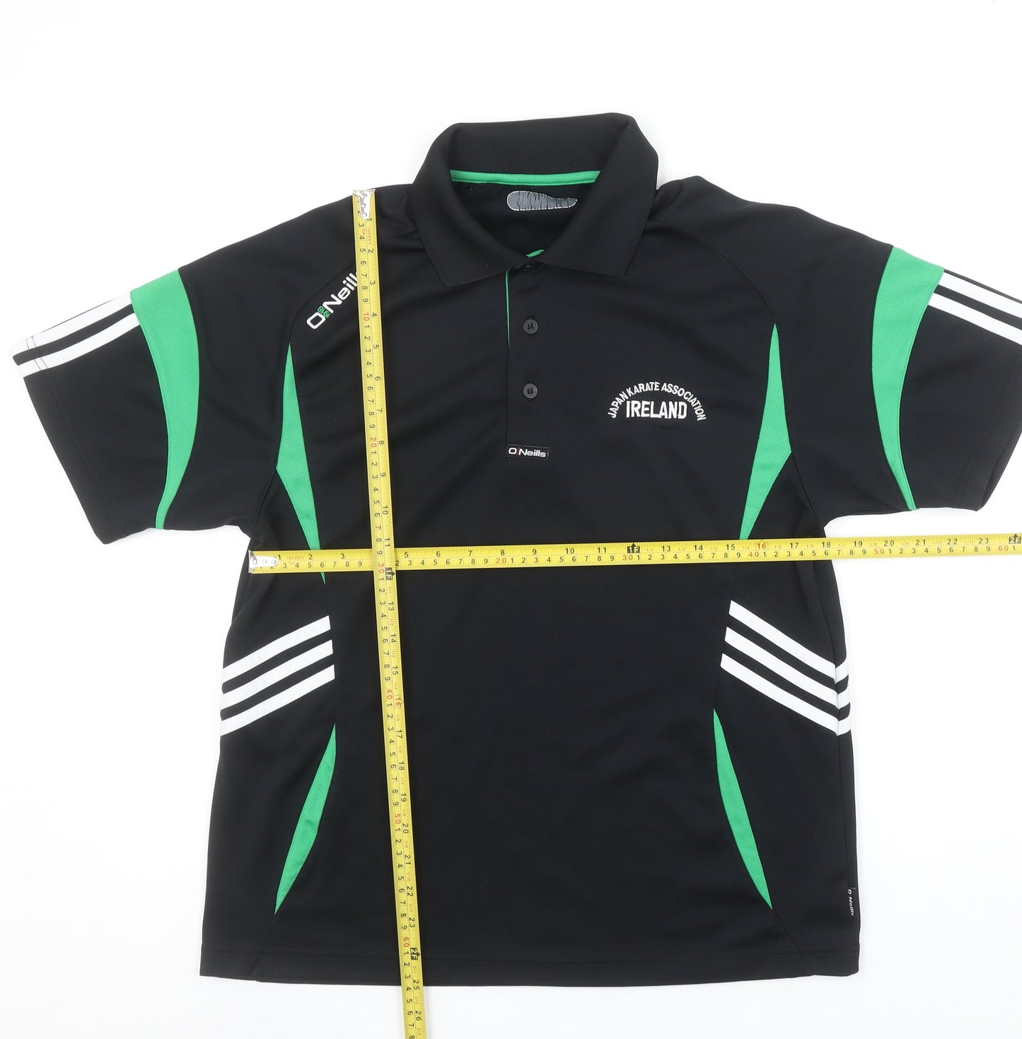 O’Neills Men’s Black Green JKA Ireland Short Sleeve Polo Shirt Size S