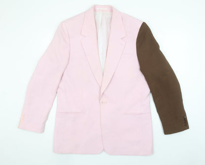 Jaded London Men's Pink and Brown Single-Breasted Classic Blazer Size 40R