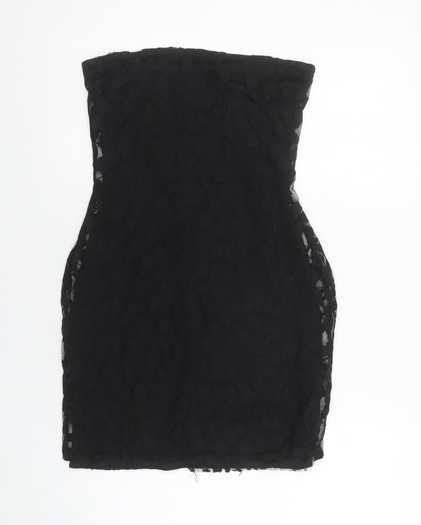 Boohoo Women’s Black Strapless Bodycon Lace Short Dress Size 10