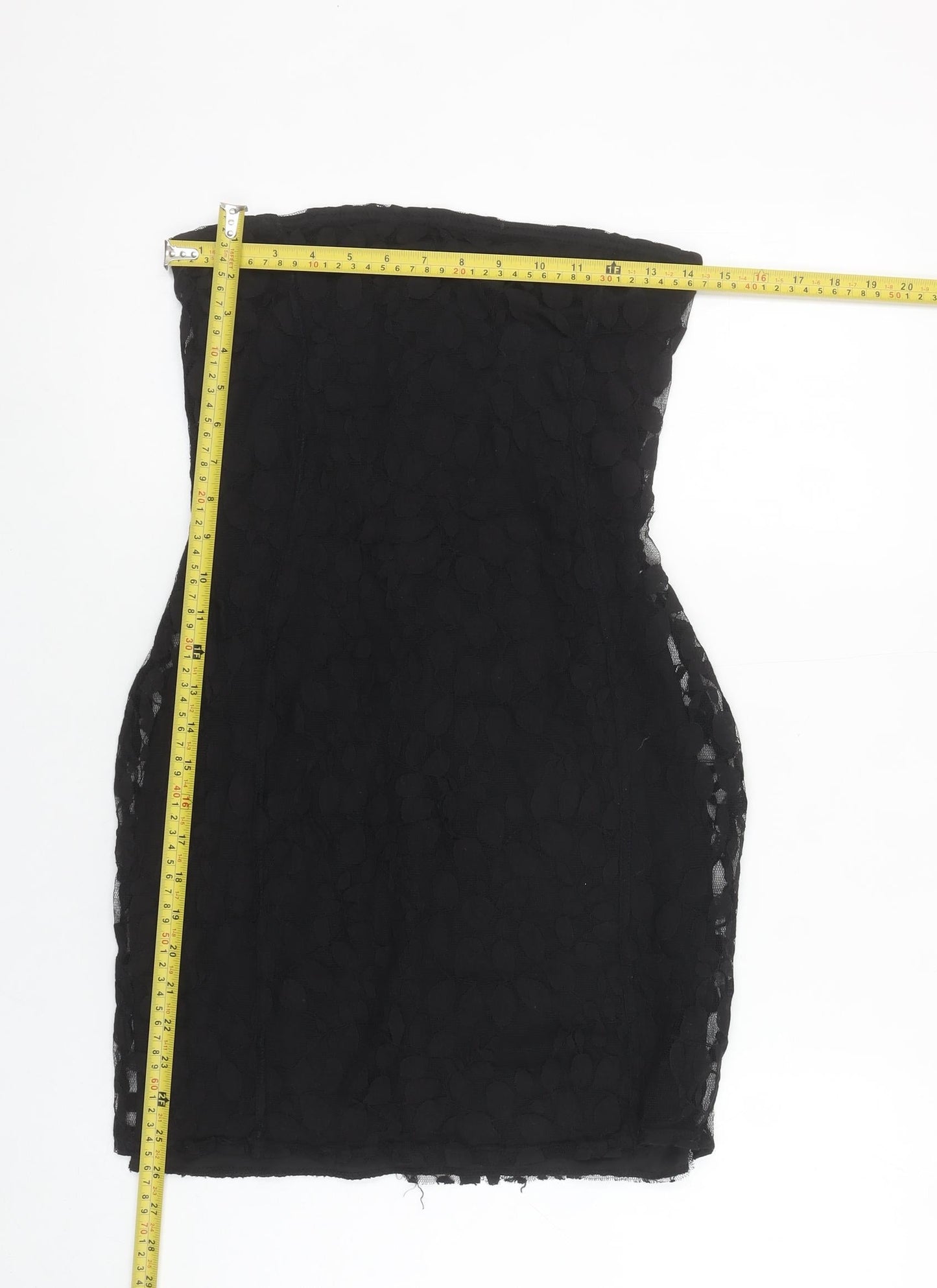 Boohoo Women’s Black Strapless Bodycon Lace Short Dress Size 10