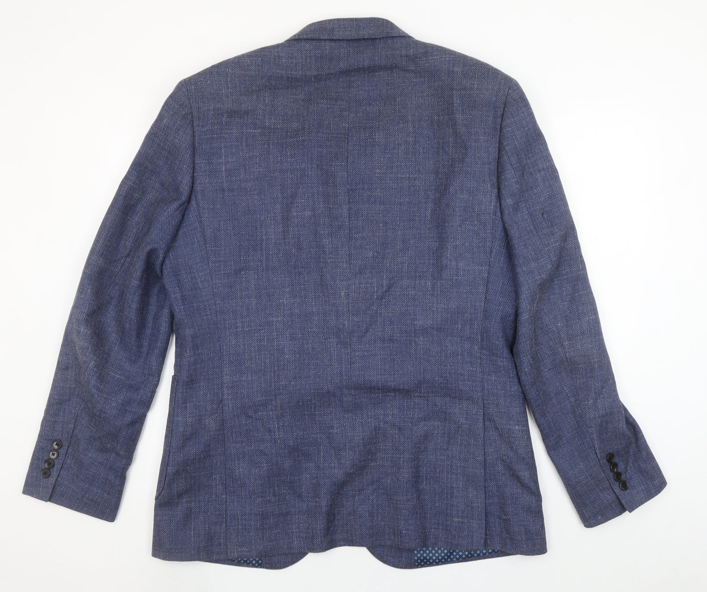 John Lewis Men's Blue 42R Wool Silk Linen Tailored Blazer Jacket