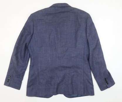 John Lewis Men's Blue 42R Wool Silk Linen Tailored Blazer Jacket