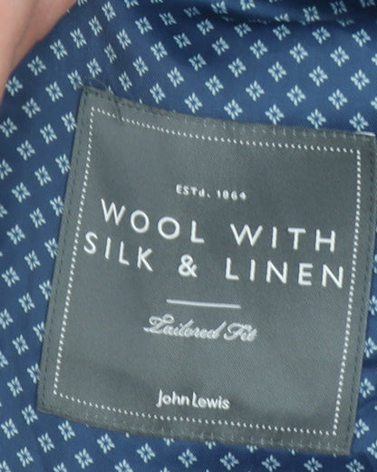 John Lewis Men's Blue 42R Wool Silk Linen Tailored Blazer Jacket