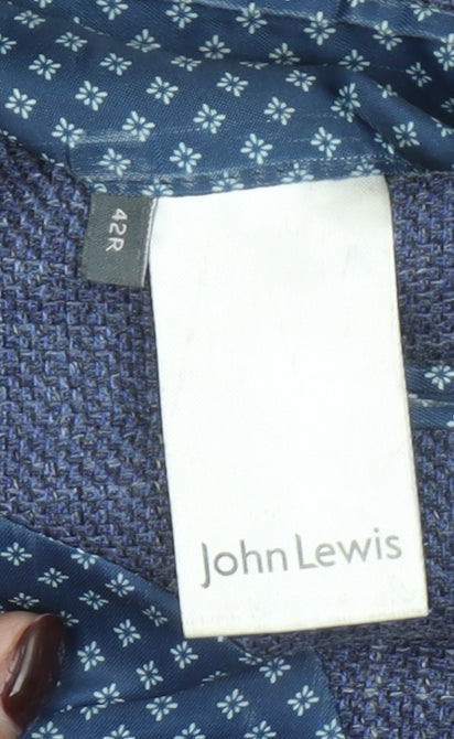 John Lewis Men's Blue 42R Wool Silk Linen Tailored Blazer Jacket