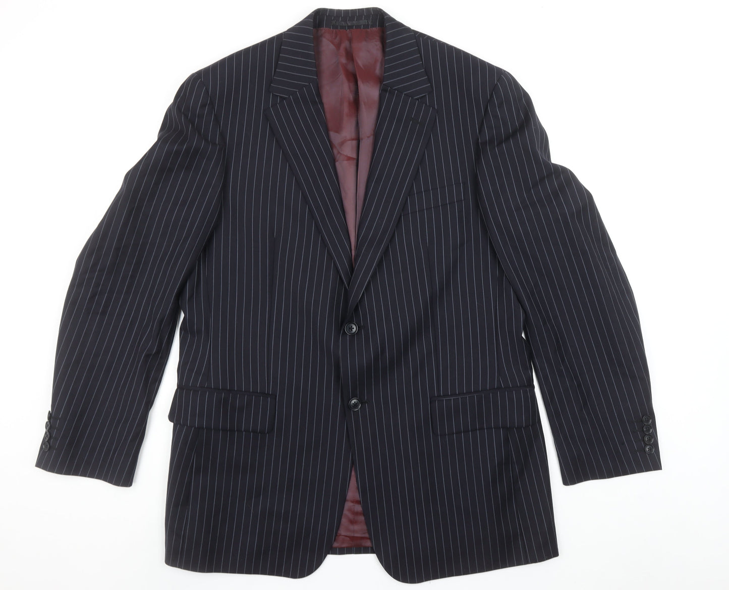 Austin Reed Men's Navy Pinstripe Wool Blazer 42R Classic Fit