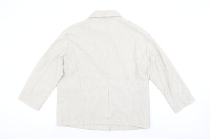 LEDIN Women's Beige Shawl Lapel Double Breasted Blazer Size S