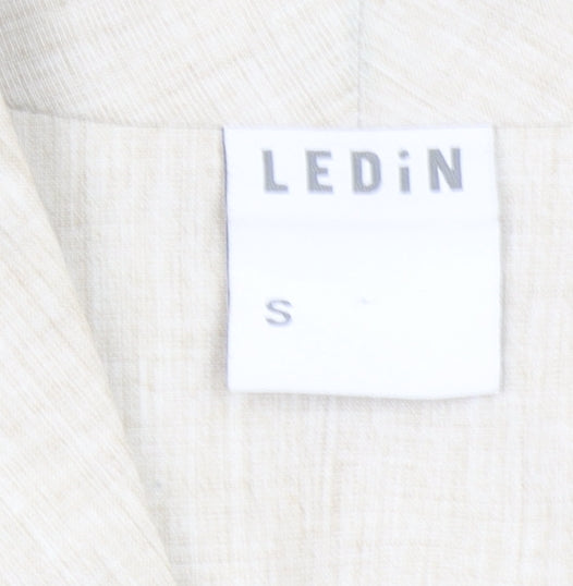 LEDIN Women's Beige Shawl Lapel Double Breasted Blazer Size S