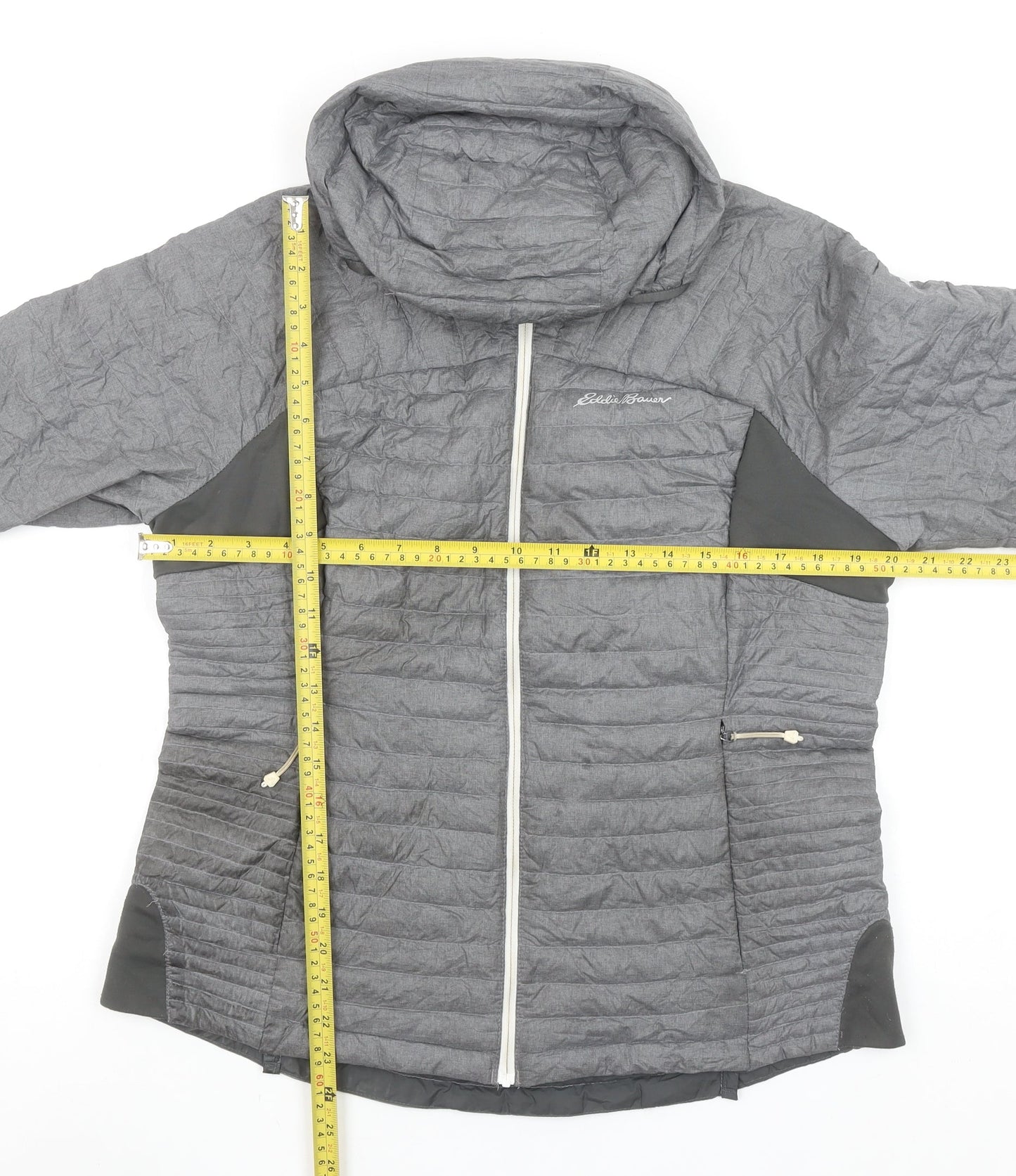 Eddie Bauer Women's Grey Lightweight Hooded Puffer Jacket Size L