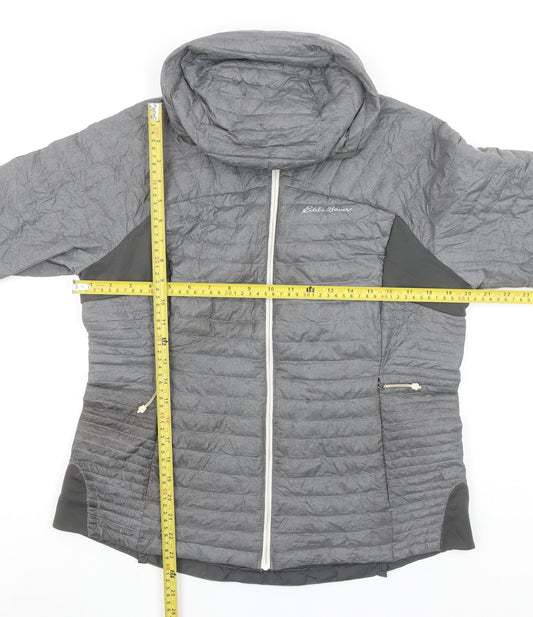 Eddie Bauer Women's Grey Lightweight Hooded Puffer Jacket Size L