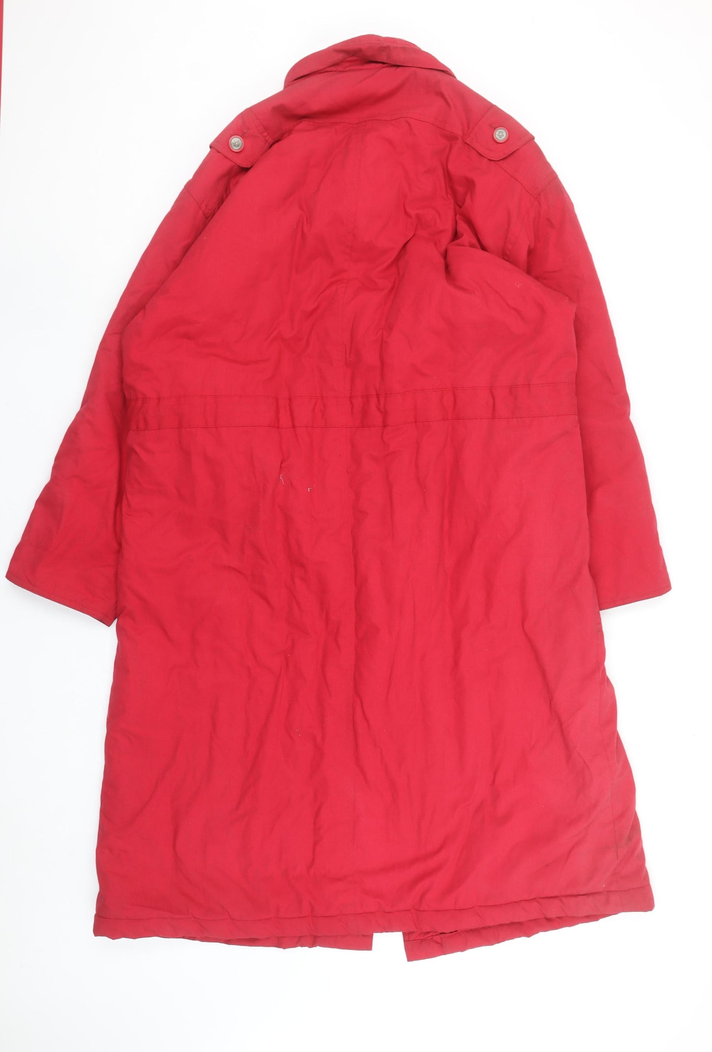 Eleganzé Women's Red Long Parka Coat Size M Hooded Cotton