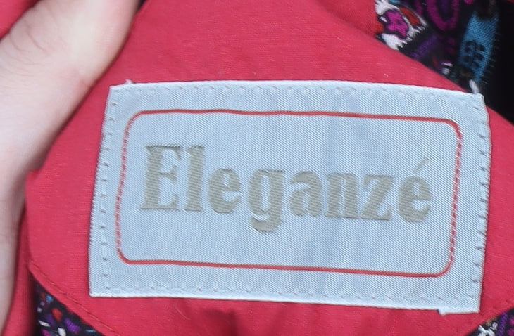 Eleganzé Women's Red Long Parka Coat Size M Hooded Cotton
