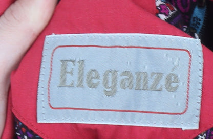 Eleganzé Women's Red Long Parka Coat Size M Hooded Cotton