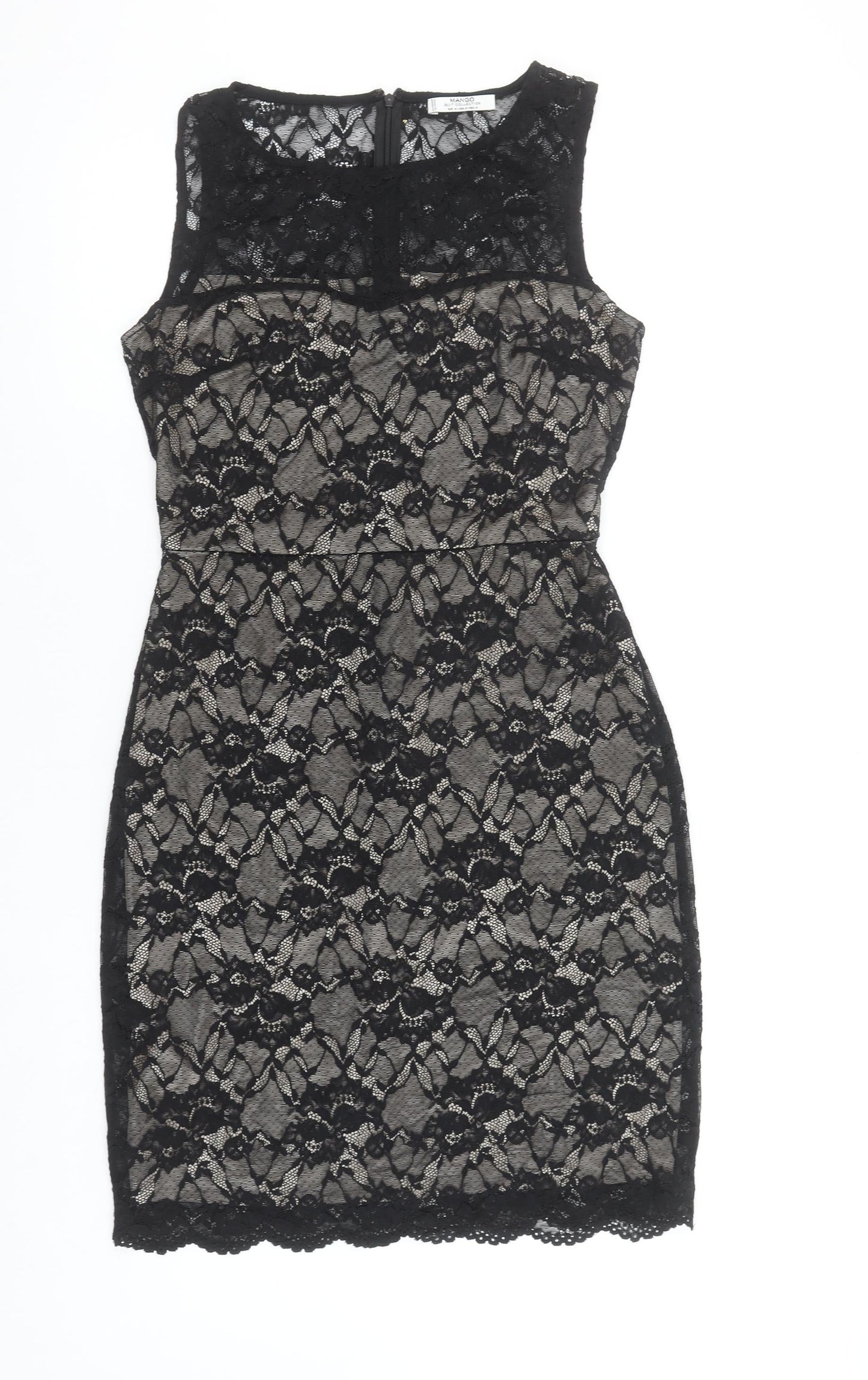 Mango Women’s Black Lace Sheath Dress Size 10 Party Cocktail Formal