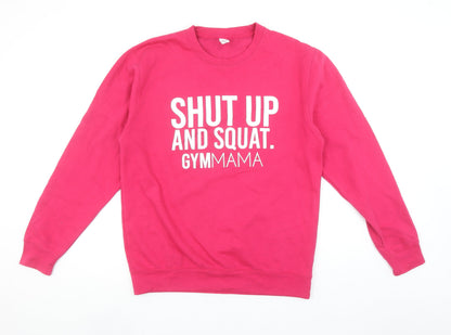 Gymmama Pink Women's Medium Pullover Sweatshirt Shut Up And Squat