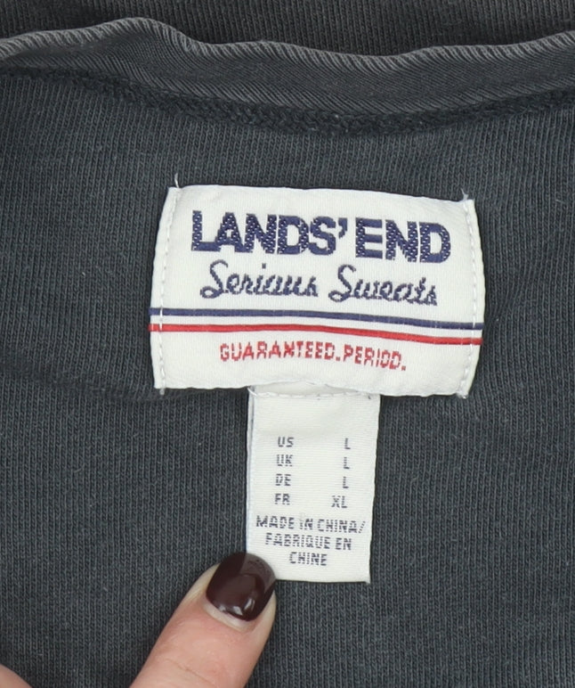Mens UK Size L Lands' End Black Pullover Sweatshirt