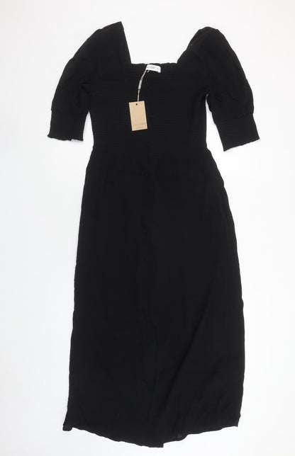 Gallery Women's Black Size 8 Midi Fit & Flare Dress with Puff Sleeves