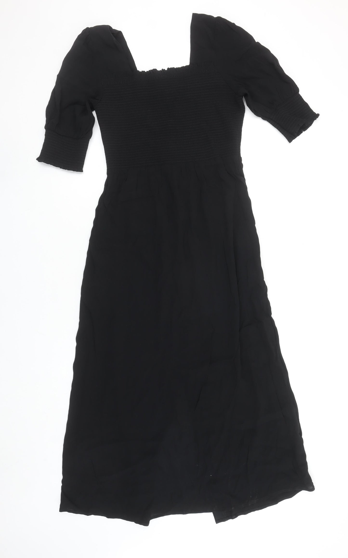 Gallery Women's Black Size 8 Midi Fit & Flare Dress with Puff Sleeves