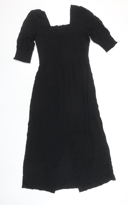 Gallery Women's Black Size 8 Midi Fit & Flare Dress with Puff Sleeves
