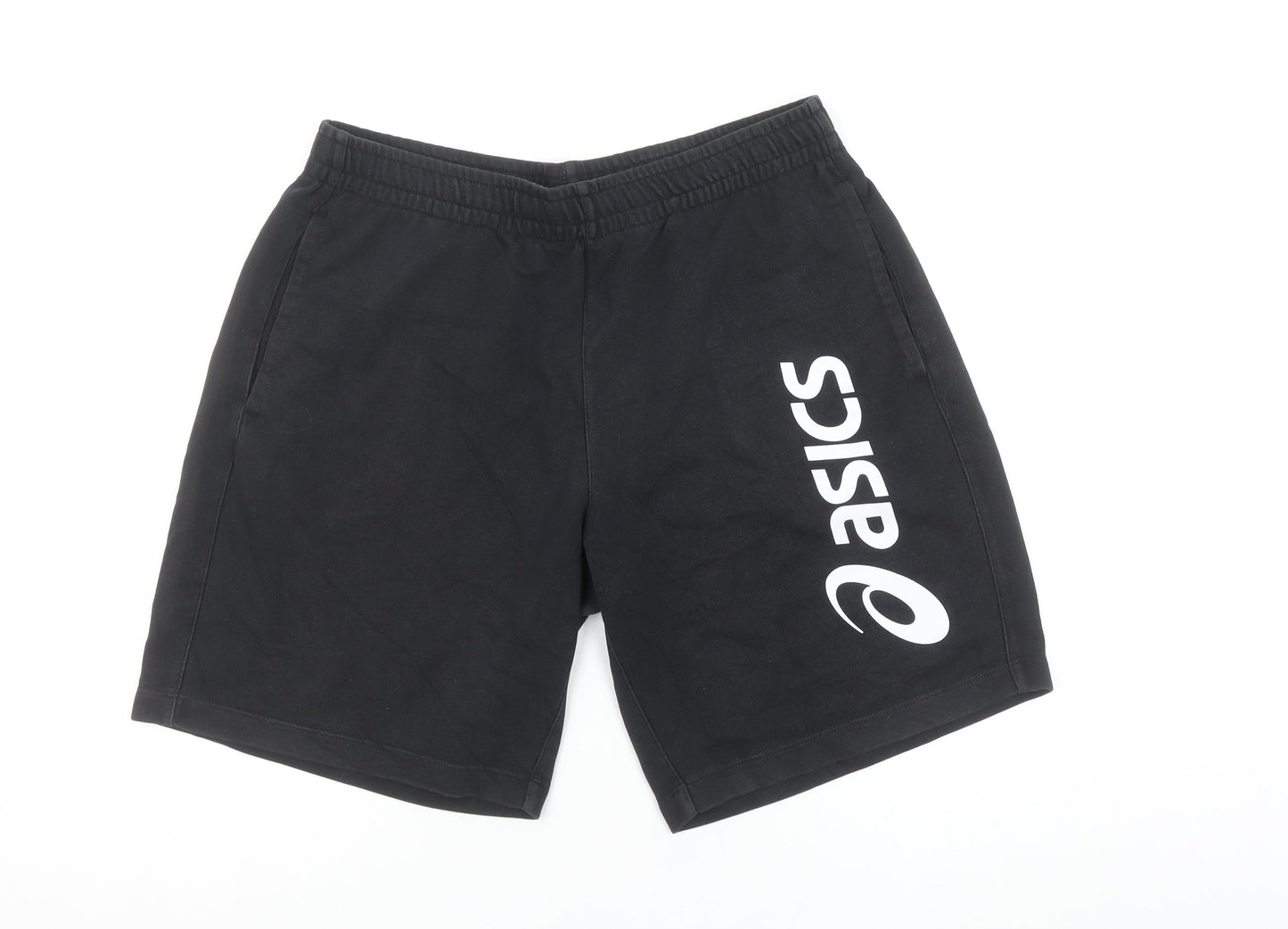 Asics Men's Black Sweat Shorts Size L Elastic Waist Casual Sportswear