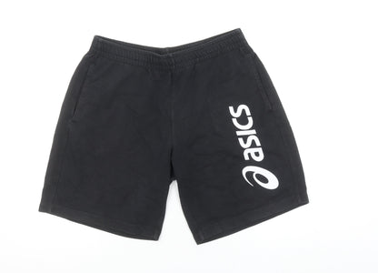 Asics Men's Black Sweat Shorts Size L Elastic Waist Casual Sportswear