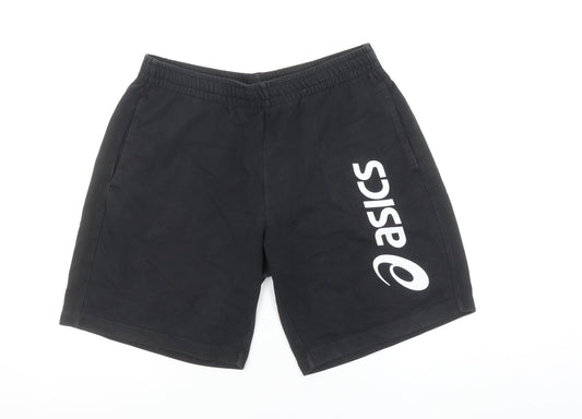 Asics Men's Black Sweat Shorts Size L Elastic Waist Casual Sportswear