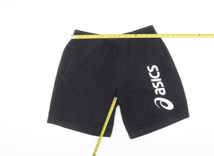 Asics Men's Black Sweat Shorts Size L Elastic Waist Casual Sportswear