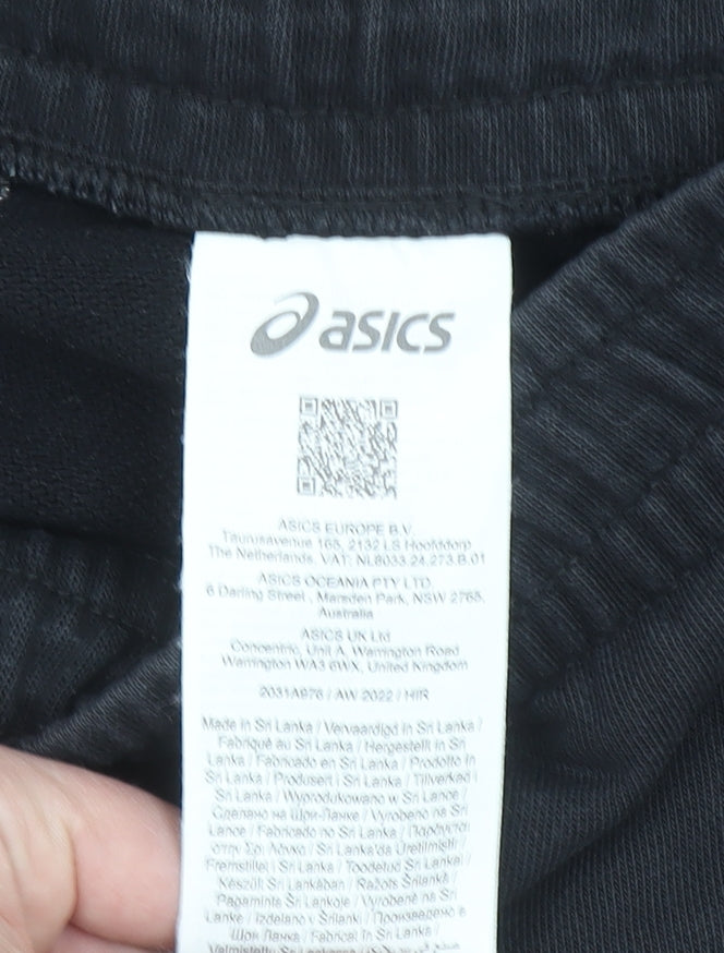 Asics Men's Black Sweat Shorts Size L Elastic Waist Casual Sportswear
