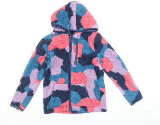 FatFace Girls Multicoloured Hooded Fleece Zip Jacket 10-11 Years