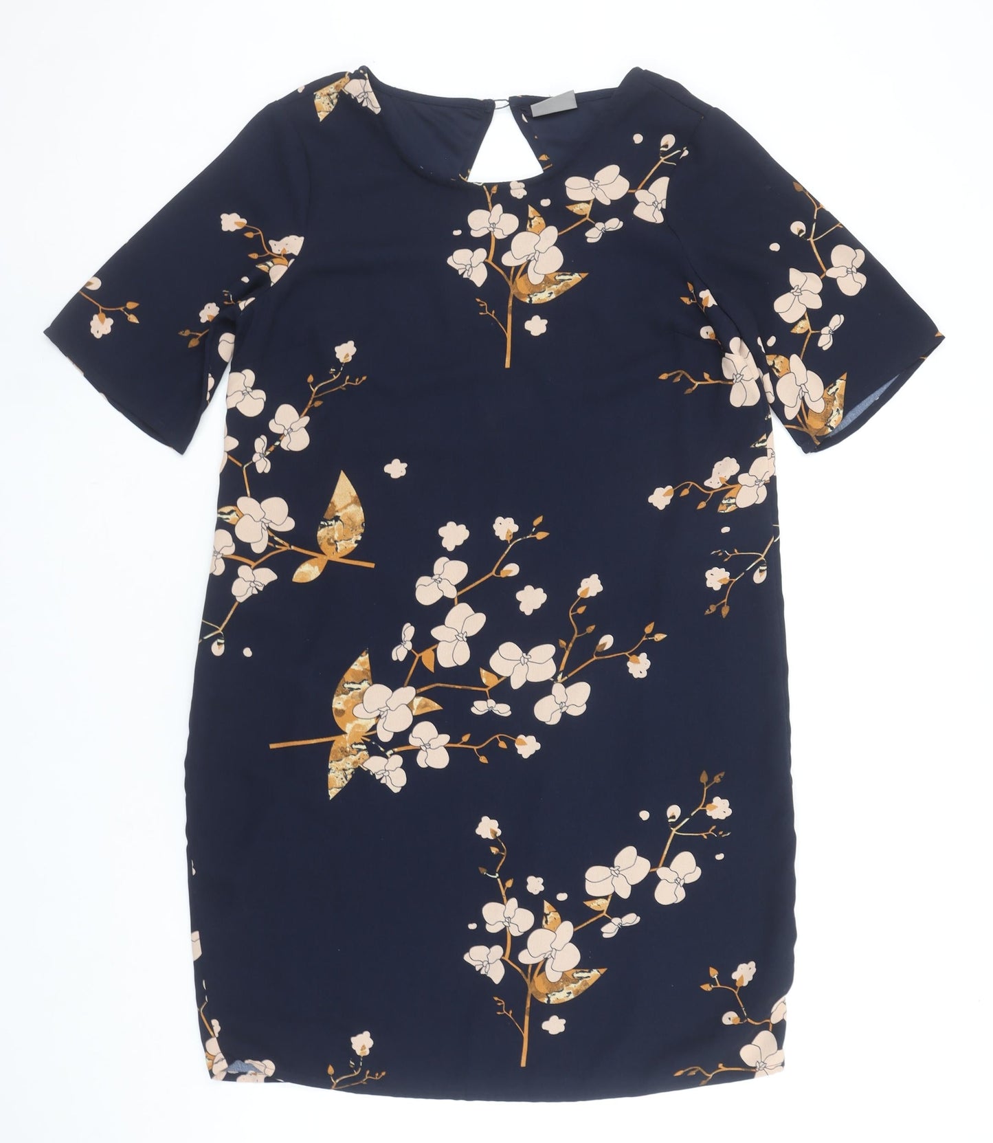 Vero Moda Women Blue Floral Shift Dress M Knee Length Spring