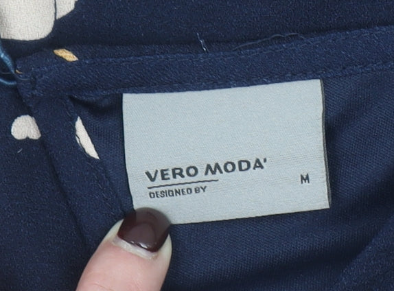 Vero Moda Women Blue Floral Shift Dress M Knee Length Spring