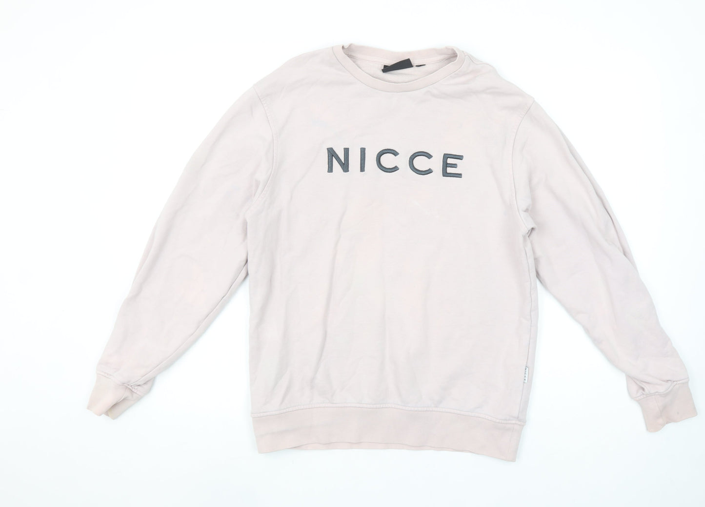 Nicce Men's Beige Logo Sweatshirt Size M Pullover Crew Neck