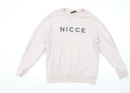 Nicce Men's Beige Logo Sweatshirt Size M Pullover Crew Neck