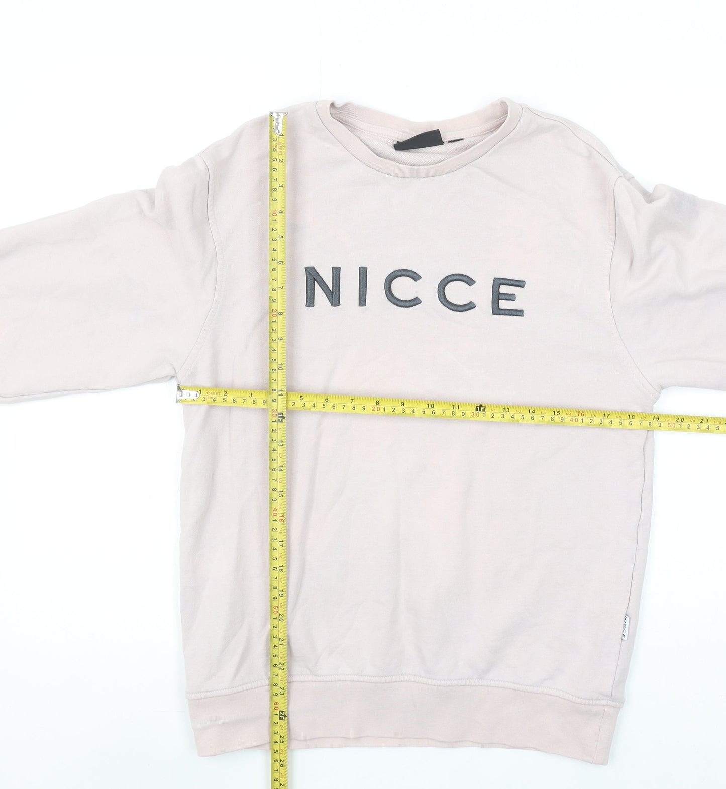 Nicce Men's Beige Logo Sweatshirt Size M Pullover Crew Neck