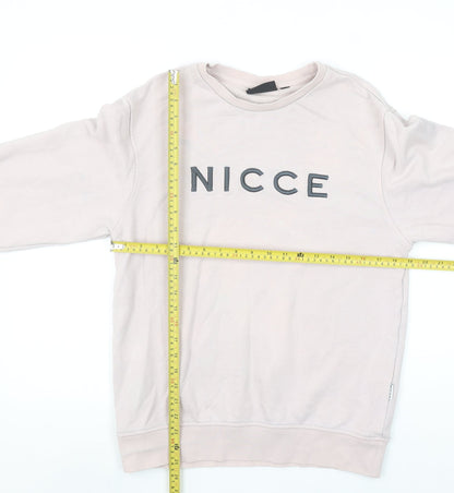 Nicce Men's Beige Logo Sweatshirt Size M Pullover Crew Neck