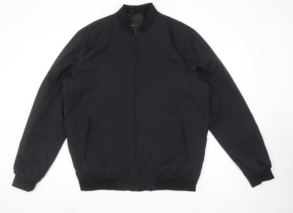 ASOS DESIGN Men's Black XL Bomber Jacket Full Zip Classic Style