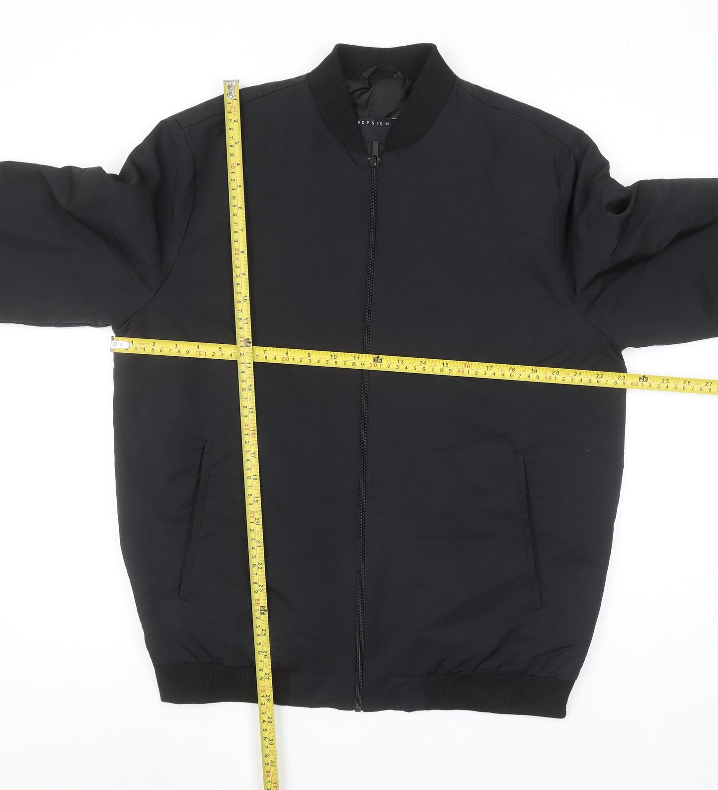 ASOS DESIGN Men's Black XL Bomber Jacket Full Zip Classic Style