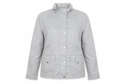 Finesse Womens Grey Size 12 Lined Zip Button Mid-Length Jacket