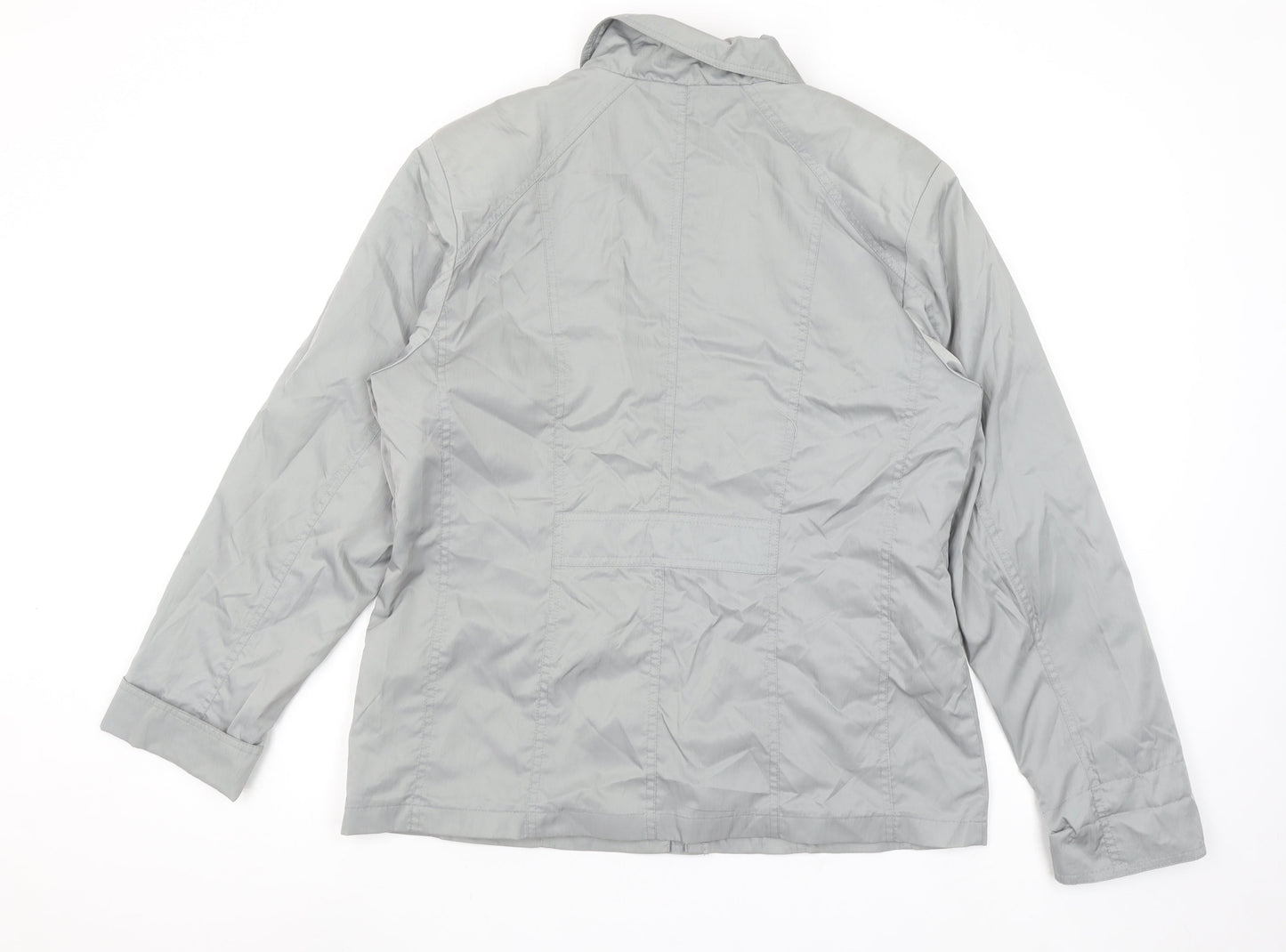 Finesse Womens Grey Size 12 Lined Zip Button Mid-Length Jacket