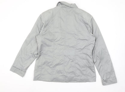 Finesse Womens Grey Size 12 Lined Zip Button Mid-Length Jacket