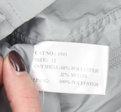 Finesse Womens Grey Size 12 Lined Zip Button Mid-Length Jacket