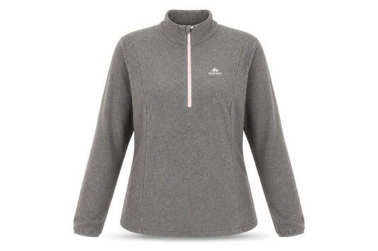 Quechua Womens Grey 1/2 Zip Fleece Pullover Sweatshirt 2XL