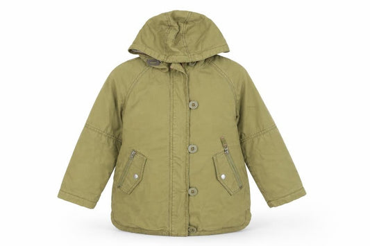 Next Girls Green Hooded Cotton Parka Coat 7 Years Lined Winter Jacket