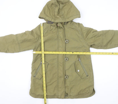 Next Girls Green Hooded Cotton Parka Coat 7 Years Lined Winter Jacket